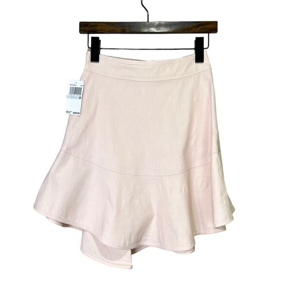 NEW ALC Amalie Linen-Denim Mini Wrap Skirt in Buttercup Pale Pink Size 0 - Picture 7 of 13